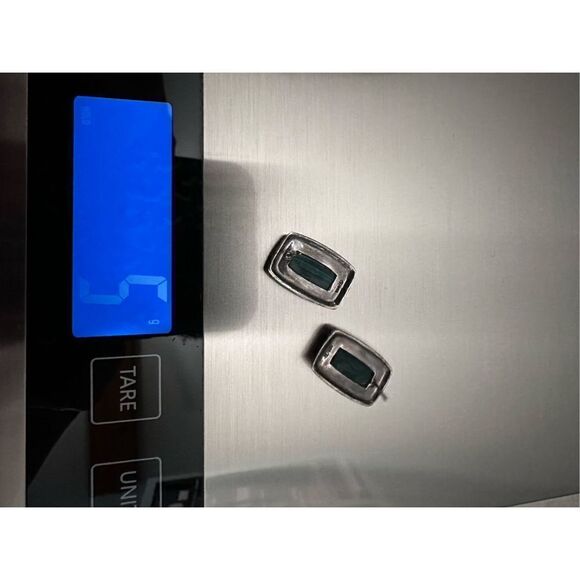 Southwestern green malachite rectangle earrings silver 925 stud-no backs include - Picture 6 of 6